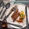 imageEfar Matte Silverware Set for 4 20 Pieces Stainless Steel Flatware Eating Utensils Set for Home Kitchen Restaurant Metal Forks Spoons and Knives with Square Handle Dishwasher SafeMatte Black