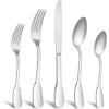 imageEfar Matte Silverware Set for 4 20 Pieces Stainless Steel Flatware Eating Utensils Set for Home Kitchen Restaurant Metal Forks Spoons and Knives with Square Handle Dishwasher SafeMatte Silver