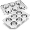 imageEfar Muffin Pan Set of 2 Stainless Steel Muffin Pan Tin for Baking 6Cup Metal Cupcake Pan Tray Nontoxic ampamp Healthy Oven ampamp Dishwasher Safe Regular Size  1144 x 712 x 125 inchSilver