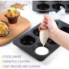 imageEfar Muffin Pan Set of 2 Stainless Steel Muffin Pan Tin for Baking 6Cup Metal Cupcake Pan Tray Nontoxic ampamp Healthy Oven ampamp Dishwasher Safe Regular Size  1144 x 712 x 125 inchBlack