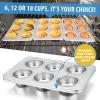 imageEfar Muffin Pan Set of 2 Stainless Steel Muffin Pan Tin for Baking 6Cup Metal Cupcake Pan Tray Nontoxic ampamp Healthy Oven ampamp Dishwasher Safe Regular Size  1144 x 712 x 125 inchSilver