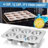 imageEfar Muffin Pan Set of 2 Stainless Steel Muffin Pan Tin for Baking 6Cup Metal Cupcake Pan Tray Nontoxic ampamp Healthy Oven ampamp Dishwasher Safe Regular Size  1144 x 712 x 125 inchSilver