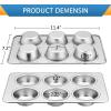imageEfar Muffin Pan Set of 2 Stainless Steel Muffin Pan Tin for Baking 6Cup Metal Cupcake Pan Tray Nontoxic ampamp Healthy Oven ampamp Dishwasher Safe Regular Size  1144 x 712 x 125 inchSilver