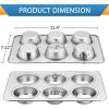 imageEfar Muffin Pan Set of 2 Stainless Steel Muffin Pan Tin for Baking 6Cup Metal Cupcake Pan Tray Nontoxic ampamp Healthy Oven ampamp Dishwasher Safe Regular Size  1144 x 712 x 125 inchSilver