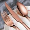 imageEfar Silverware Set 20Piece Black Stainless Steel Flatware Utensil Set Include KnifeSpoonFork Mirror Polished Dishwasher Safe  Service for 4Copper  Streamlined Handle