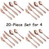 imageEfar Silverware Set 20Piece Black Stainless Steel Flatware Utensil Set Include KnifeSpoonFork Mirror Polished Dishwasher Safe  Service for 4Copper  Streamlined Handle