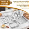 imageEfar Stainless Steel Baking Pan Set 9Piece Bakeware Sets for Cake Cookie Loaf Muffin Include Round Square Rectangle Baking Sheet Pan with Lid ampamp Cooling Rack Dishwasher Safe
