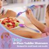 imageEfar Toddler Forks and Spoons Set 10Piece Stainless Steel Toddler Utensils Kids Safe Silverware for Self Feeding Healthy ampamp NonToxic Dishwasher SafeMirror Rainbow