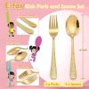 imageEfar Toddler Forks and Spoons Set 10Piece Stainless Steel Toddler Utensils Kids Safe Silverware for Self Feeding Healthy ampamp NonToxic Dishwasher SafeGold Mirror