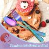 imageEfar Toddler Forks and Spoons Set 10Piece Stainless Steel Toddler Utensils Kids Safe Silverware for Self Feeding Healthy ampamp NonToxic Dishwasher SafeMirror Rainbow