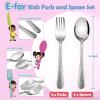 imageEfar Toddler Forks and Spoons Set 10Piece Stainless Steel Toddler Utensils Kids Safe Silverware for Self Feeding Healthy ampamp NonToxic Dishwasher SafeSilver Mirror