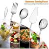imageHammered Serving Utensils Efar 5Piece Stainless Steel Hostess Serving Set for Buffet Party Kitchen Restaurant Mirror Finished ampamp Dishwasher SafeHammered Handle