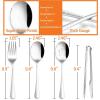 imageLarge Black Serving Utensils Set of 12 Efar Stainless Steel 98 Inch Serving Spoons Slotted Spoon 99 Inch Forks 94 Inch Tong for Buffet Catering Mirror Finish ampamp Dishwasher SafeSilver8