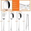 imageLarge Black Serving Utensils Set of 12 Efar Stainless Steel 98 Inch Serving Spoons Slotted Spoon 99 Inch Forks 94 Inch Tong for Buffet Catering Mirror Finish ampamp Dishwasher SafeSilver12