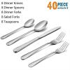 imageSilverware Set for 12 Efar 60Piece Hammered Flatware Cutlery Set Stainless Steel Eating Utensils for Kitchen Hotel Restaurant Party Modern Design ampamp Mirror Finished  Dishwasher Safe40Piece Set for 8