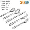 imageSilverware Set for 12 Efar 60Piece Hammered Flatware Cutlery Set Stainless Steel Eating Utensils for Kitchen Hotel Restaurant Party Modern Design ampamp Mirror Finished  Dishwasher Safe20Piece Set for 4