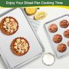 imageToaster Oven Bakeware Set Efar 8Piece Stainless Steel Small Baking Pan Set Include 6Inch Cake PanRectangle Baking PanCookie Sheet with RackMuffinLoafPizza Pan NonToxic ampamp Dishwasher Safe3 Pieces