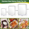 imageToaster Oven Bakeware Set Efar 8Piece Stainless Steel Small Baking Pan Set Include 6Inch Cake PanRectangle Baking PanCookie Sheet with RackMuffinLoafPizza Pan NonToxic ampamp Dishwasher Safe3 Pieces