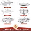 imageToaster Oven Bakeware Set Efar 8Piece Stainless Steel Small Baking Pan Set Include 6Inch Cake PanRectangle Baking PanCookie Sheet with RackMuffinLoafPizza Pan NonToxic ampamp Dishwasher Safe6 Pieces