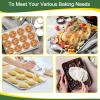 imageToaster Oven Bakeware Set Efar 8Piece Stainless Steel Small Baking Pan Set Include 6Inch Cake PanRectangle Baking PanCookie Sheet with RackMuffinLoafPizza Pan NonToxic ampamp Dishwasher Safe3 Pieces