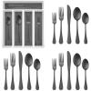 image20Piece Black Silverware Set with Tray Efar Stainless Steel Flatware Cutlery Set Service for 4 Eating Utensils Tableware with Plastic Organizer for Home Kitchen Matte Finished ampamp Dishwasher safe