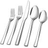 image20Piece Silverware Set Efar Stainless Steel Flatware Set Service for 4 Modern Tableware Cutlery Set includes Forks Spoons Knives Square Edge ampamp Mirror Finish Dishwasher Safe20 Pieces