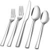 image20Piece Silverware Set Efar Stainless Steel Flatware Set Service for 4 Modern Tableware Cutlery Set includes Forks Spoons Knives Square Edge ampamp Mirror Finish Dishwasher Safe30 Pieces