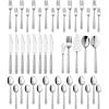 image35Piece Silverware Set with Serving Pieces Efar Stainless Steel Hammered Flatware Eating Utensils Service for 6 Modern Tableware Cutlery Set with Square Edge Mirror Polished Dishwasher Safe45Piece