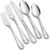 image40Piece Silverware Set for 8 Efar Stainless Steel Flatware Cutlery Set with Pearled Edge Include Forks Spoons and Knives Modern Tableware Eating Utensils for Kitchen Restaurant Dishwasher SafeSilver