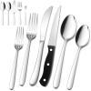 image53Piece Silverware Set with Steak Knives Serving Utensils Efar Stainless Steel Flatware Cutlery Set for 8 Modern Tableware Eating Utensils for Restaurant Kitchen Mirror Polished Dishwasher Safe53Piece with Serving Set