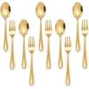 imageEfar 10Piece Rainbow Toddler Utensils Kid Stainless Steel Silverware Set Children Safe Forks and Spoons Set for Self Feeding Healthy ampamp NonToxic Mirror Polished ampamp Easy to CleanGold