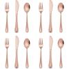 imageEfar 12Piece Kids Silverware Stainless Steel Toddler Kids Utensils Safe for PreschoolerChildren Includes 4 Forks 4 Spoons 4 Knife Slimline Adult Look ampamp Small Size Rust Free ampamp Dishwasher SafeCopper