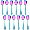 imageEfar 12Piece Small Coffee Spoons 6Inch Stainless Steel Mini Espresso Spoons for CoffeeSugarTea Hammered Design ampamp Rust Free Dishwasher SafeRainbow