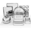 imageEfar 12Piece Stainless Steel Bakeware Sets Metal Baking Pan Set Include Round Cake Pans SquareRectangle Baking Pans with Lids Cookie Sheet LoafMuffinPizza Pan Nontoxic ampamp Dishwasher SafeStandard