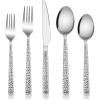 imageEfar 20Piece Hammered Silverware Set Stainless Steel Square Flatware Set Service for 4 Tableware Cutlery Set Includes Forks Spoons Knives Modern Design ampamp Mirror Finish  Dishwasher Safe10Piece for 2