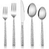 imageEfar 20Piece Hammered Silverware Set Stainless Steel Square Flatware Set Service for 4 Tableware Cutlery Set Includes Forks Spoons Knives Modern Design ampamp Mirror Finish  Dishwasher Safe20Piece for 4