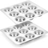 imageEfar 9Cup Muffin Pan Set of 2 Stainless Steel Muffin Pan Tin for Baking Metal Cupcake Pan Tray Nontoxic ampamp Healthy Oven ampamp Dishwasher Safe Regular Size  1137 x 1037 x 1 Inch