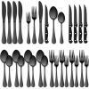 imageEfar Black Silverware Set with Organizer 49Piece Stainless Steel Flatware Cutlery Set for 8 with Tray and Steak Knives Kitchen Metal Eating Utensils Tableware Sets Mirror Polished ampamp Rust ProofBlack