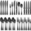 imageEfar Black Silverware Set with Organizer 49Piece Stainless Steel Flatware Cutlery Set for 8 with Tray and Steak Knives Kitchen Metal Eating Utensils Tableware Sets Mirror Polished ampamp Rust ProofMatte Black