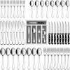 imageEfar Black Silverware Set with Organizer 49Piece Stainless Steel Flatware Cutlery Set for 8 with Tray and Steak Knives Kitchen Metal Eating Utensils Tableware Sets Mirror Polished ampamp Rust ProofSilver