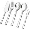 imageEfar Matte Black Serving Utensil Set of 5 Metal Catering Set Stainless Steel Square Edge Hostess Set for Buffet Party Kitchen Restaurant Nontoxic ampamp Dishwasher SafeSilver