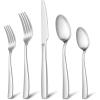imageEfar Matte Silverware Set for 4 20 Pieces Stainless Steel Flatware Eating Utensils Set for Home Kitchen Restaurant Metal Forks Spoons and Knives with Square Handle Dishwasher SafeMatte Silver