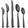 imageEfar Matte Silverware Set for 4 20 Pieces Stainless Steel Flatware Eating Utensils Set for Home Kitchen Restaurant Metal Forks Spoons and Knives with Square Handle Dishwasher SafeMatte Black