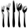 imageEfar Silverware Set 20Piece Black Stainless Steel Flatware Utensil Set Include KnifeSpoonFork Mirror Polished Dishwasher Safe  Service for 4Black  Streamlined Handle