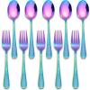 imageEfar Toddler Forks and Spoons Set 10Piece Stainless Steel Toddler Utensils Kids Safe Silverware for Self Feeding Healthy ampamp NonToxic Dishwasher SafeMirror Rainbow