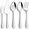 imageHammered Serving Utensils Efar 5Piece Stainless Steel Hostess Serving Set for Buffet Party Kitchen Restaurant Mirror Finished ampamp Dishwasher SafeScalloped Handle