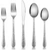 imageSilverware Set for 12 Efar 60Piece Hammered Flatware Cutlery Set Stainless Steel Eating Utensils for Kitchen Hotel Restaurant Party Modern Design ampamp Mirror Finished  Dishwasher Safe60Piece Set for 12