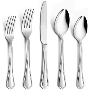 image40Piece Silverware Set for 8 Efar 1810 Stainless Steel Flatware Cutlery Metal Eating Utensil Tableware Forks and Spoon Sets for Restaurant Wedding  Simple Fancy Style ampamp Dishwasher SafeScalloped Edge