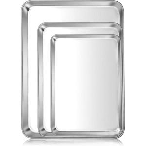 imageEfar 10Piece Baking Pans set Stainless Steel Bakeware Set for Oven Include Cake PanBaking Cookie SheetPizzaMuffinLoaf Pan NonToxic ampamp Heavy Duty Dishwasher SafeSilver