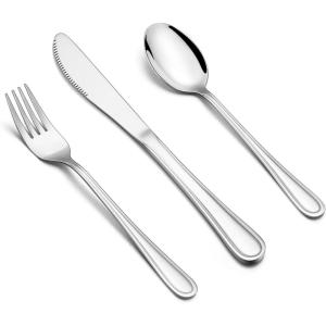 imageEfar 12Piece Kids Silverware Stainless Steel Toddler Kids Utensils Safe for PreschoolerChildren Includes 4 Forks 4 Spoons 4 Knife Slimline Adult Look ampamp Small Size Rust Free ampamp Dishwasher SafeSilver